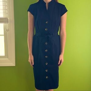 Connected Apparel Black Button front Dress
